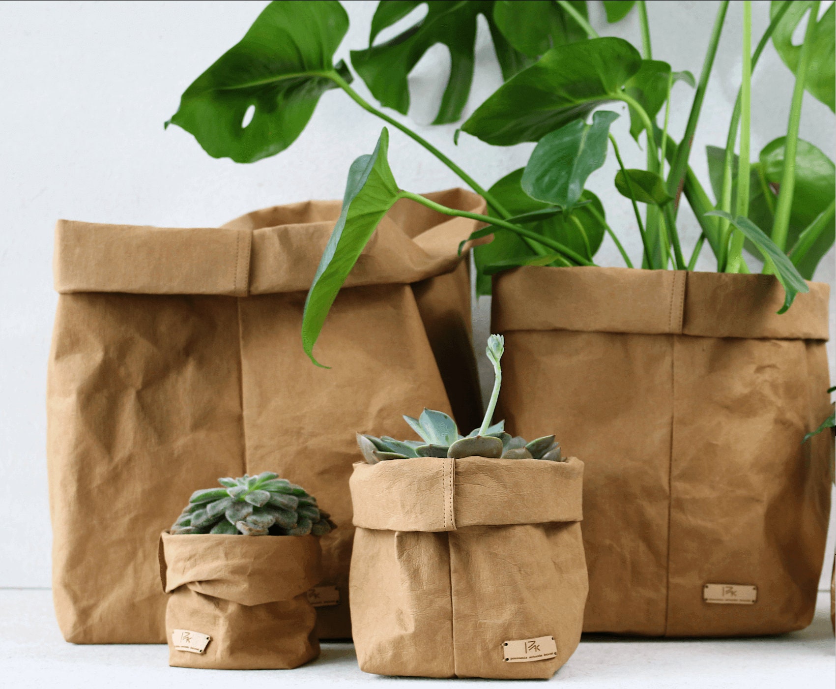 Washable Kraft Paper Storage Bags Plant Flower Pot Ins Bag Tyvek Laundry Basket Home Decor Kids Room Pouch Storage AliExpress | Washable Kraft Paper Container Reusable Paper Bag Organizer