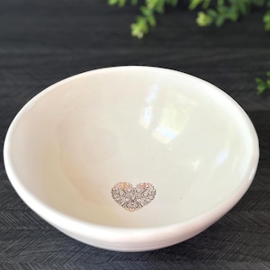 Porcelain ‘Heart of Gold’ Bowl: 22K Gold Luster, Handmade Pottery