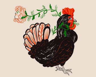 Poster Art Illustration Print  Chicken Guendalina