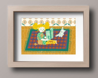 A4 children's room illustration poster on printed on recycled paper