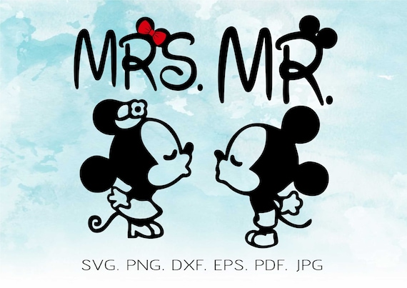 Download Free Mickey Mouse Minnie Mouse Svg Love Kissing Heart Mickey Etsy SVG Cut Files