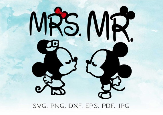 Mickey Mouse Minnie Mouse Svg Love Kissing Heart Mickey Minnie Love Svg T Shirt Transfer Clipart Cut Files For Cricut Silhouette Dxf