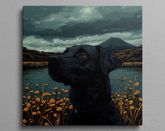 Black Lab Art Mid Century Modern Decor, Z Chair Dog Wall Art Print