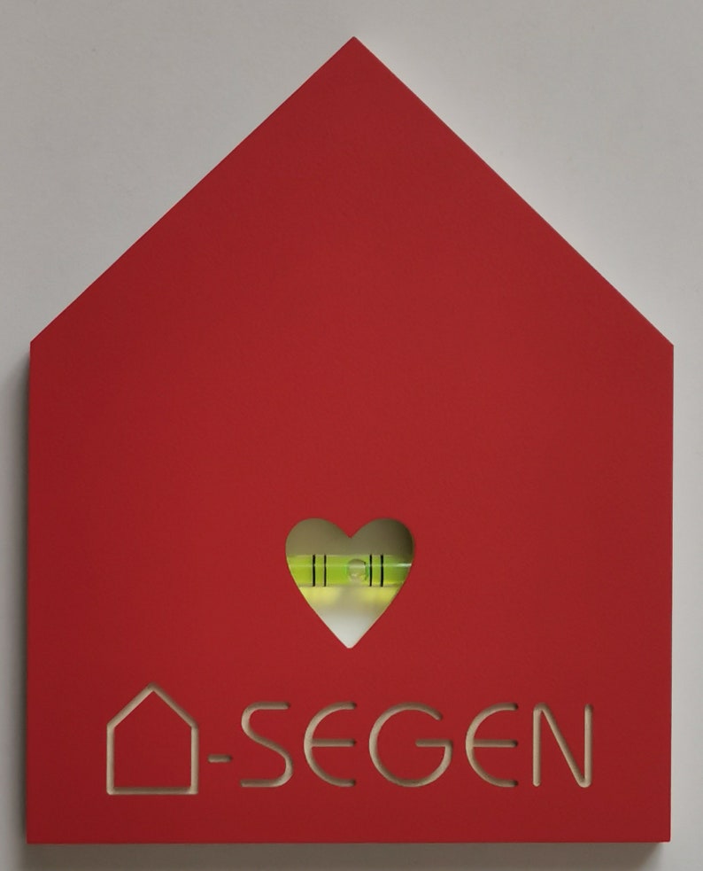 Haussegen Wasserwaage Geschenk Wandschmuck Schild Rot