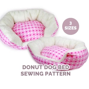 donut dog bed sewing pattern | for small to large dogs or cat | round huge dog sofa, sew fabric pet pillow sewing digital tutorial PDF