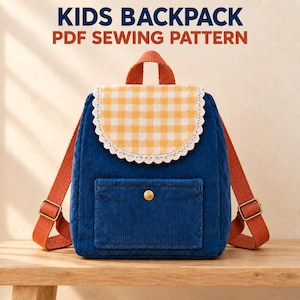 Kids Backpack Sewing Pattern PDF | Toddler Preschool Rucksack | Beginner Photo Tutorial | A4 & US Letter | Kindergarten School Bag Girl Boy