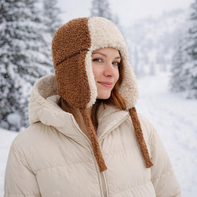 Aviator Hat Sewing Pattern PDF | Adult Trapper Earflap Hat Tutorial
