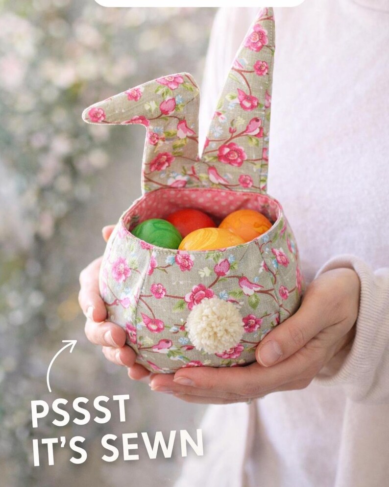 Easter Bunny Fabric Basket Sewing Pattern PDF, Treat Bag Tutorial ...