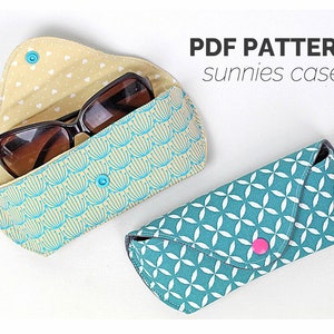 eyeglass sunglasses case sewing pattern, easy beginner for glasses sunnies bag PDF for sewing beginners fabric purse sew diy tutorial image 1