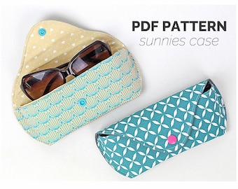 eyeglass sunglasses case sewing pattern, easy beginner for glasses + sunnies | bag PDF for sewing beginners fabric purse sew diy tutorial