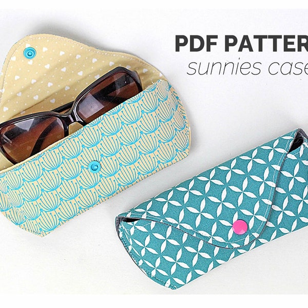 eyeglass sunglasses case sewing pattern, easy beginner for glasses + sunnies | bag PDF for sewing beginners fabric purse sew diy tutorial