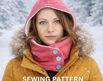 Balaclava Hooded Scarf Sewing Pattern PDF | Winter Snood Tutorial | Fleece Cowl Hood PDF | Beginner Ski Mask Pattern | DIY Sewing