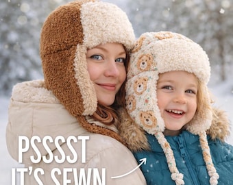 Aviator Hat Sewing Pattern (Kids & Adults) PDF | Adult Pilot Cap Tutorial | Winter Earflap Hat Pattern | Warm Fleece Trapper Hat Sewing Men
