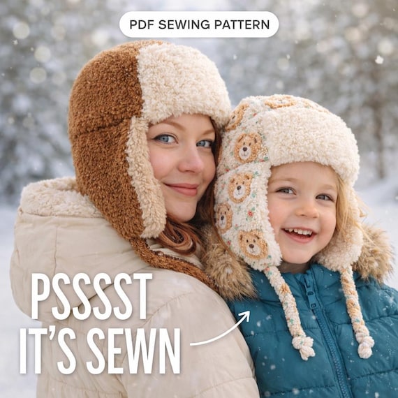 Fliegermütze Nähanleitung & Schnittmuster Winter Fellmütze Mütze selber nähen PDF ebook Tutorial Anleitung Damen Herren Erwachsene