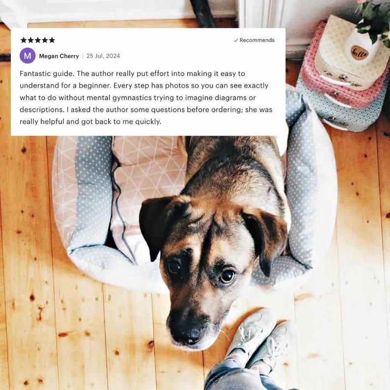 Dog Bed Sewing Pattern PDF | S–XL | Washable Pet Cushion Tutorial | Cat Bed | Kennel Mattress Sewing DIY | Printable Pet Pillow image 5
