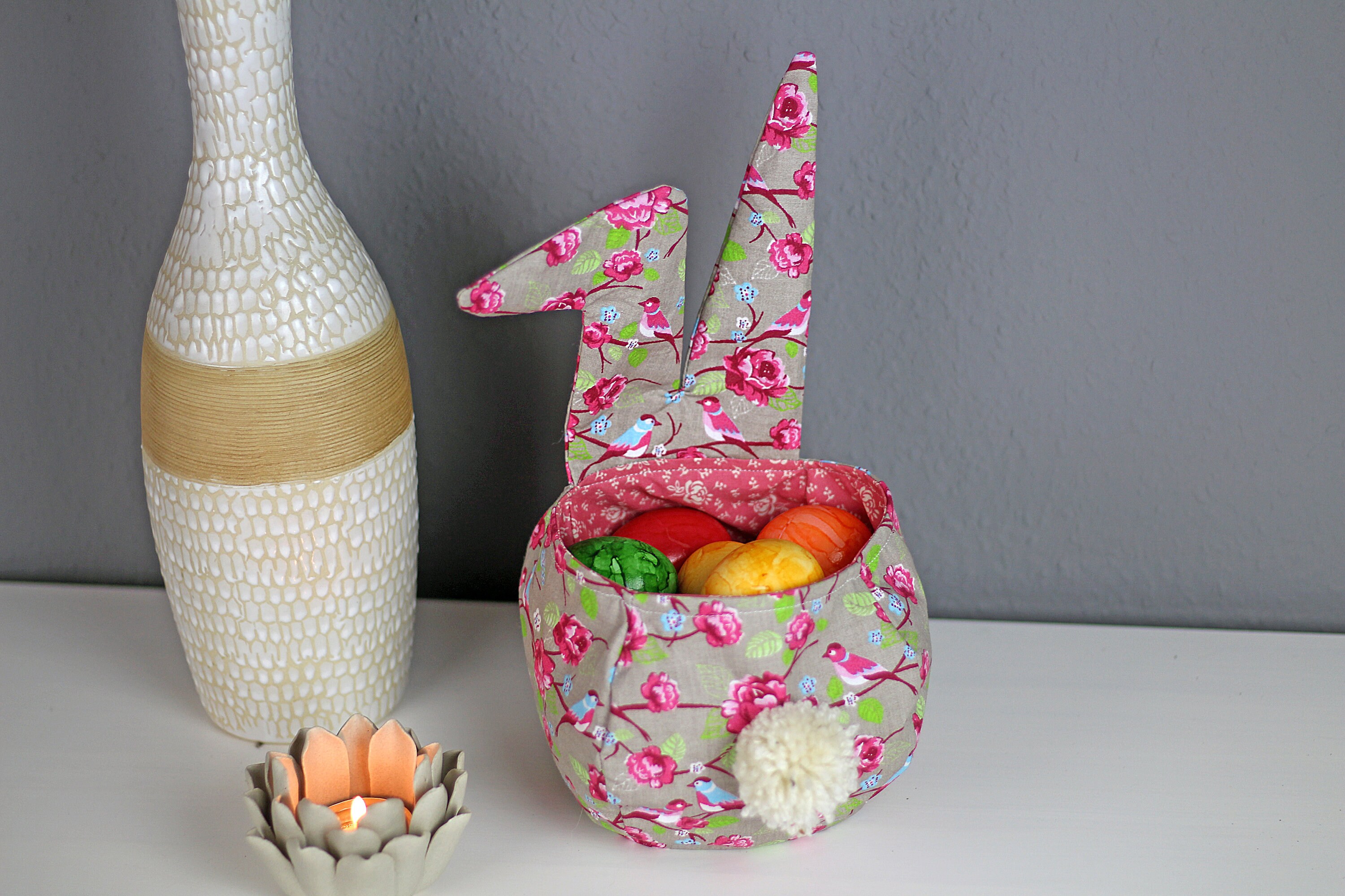 Easter Bunny Fabric Basket Sewing Pattern PDF, Treat Bag Tutorial ...