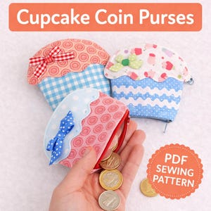 Cute Cupcake Coin Purse Sewing Pattern PDF, Mini Zipper Pouch Pattern, Scrap Fabric Project, Beginner Photo Tutorial, A4 US Letter