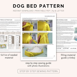 Dog Bed Sewing Pattern PDF | S–XL | Washable Pet Cushion Tutorial | Cat Bed | Kennel Mattress Sewing DIY | Printable Pet Pillow image 8