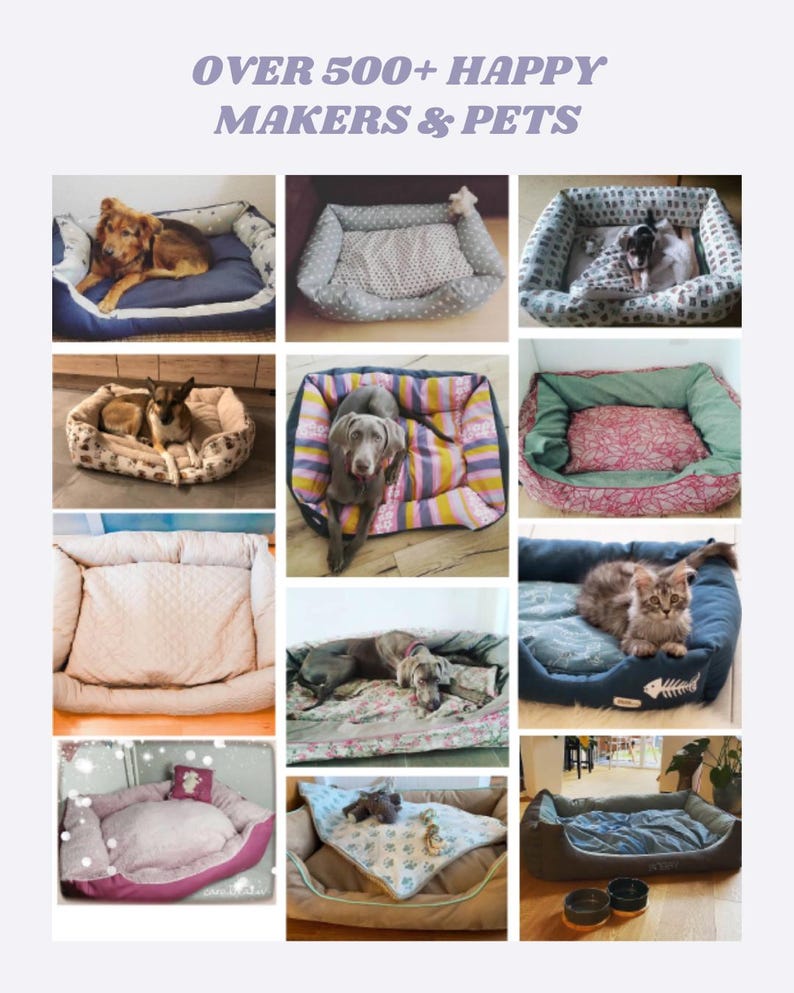 Dog Bed Sewing Pattern PDF | S–XL | Washable Pet Cushion Tutorial | Cat Bed | Kennel Mattress Sewing DIY | Printable Pet Pillow image 6