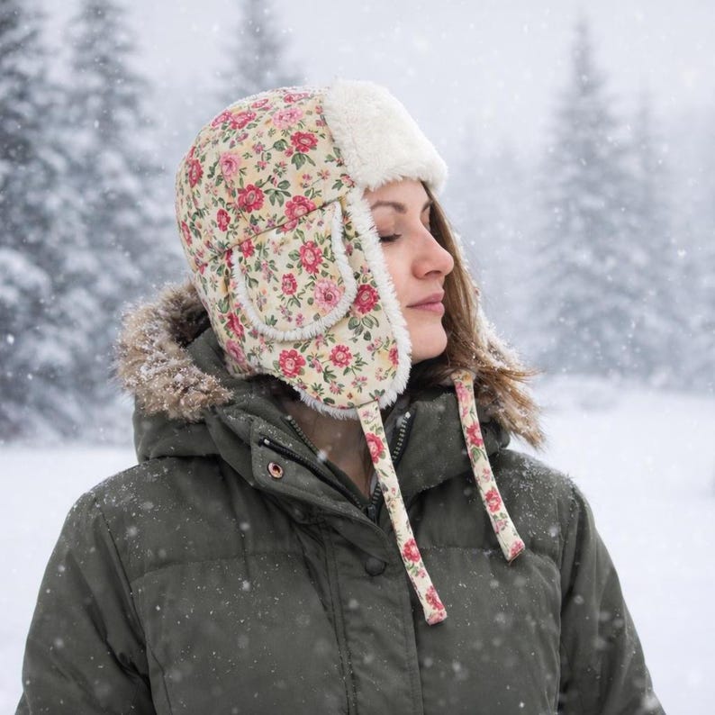 Aviator Hat Sewing Pattern PDF | Adult Trapper Earflap Hat Tutorial