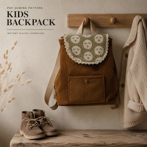 Kids Backpack Sewing Pattern PDF | Toddler Preschool Rucksack | Beginner Photo Tutorial | A4 & US Letter | Kindergarten School Bag Girl Boy