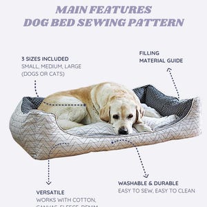 Dog Bed Sewing Pattern PDF | S–XL | Washable Pet Cushion Tutorial | Cat Bed | Kennel Mattress Sewing DIY | Printable Pet Pillow image 4