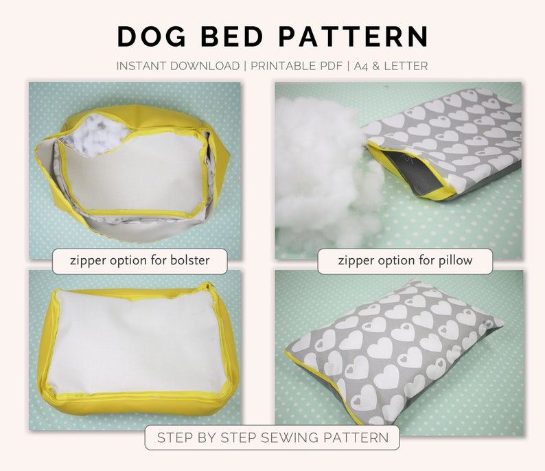 Dog Bed Sewing Pattern PDF | S–XL | Washable Pet Cushion Tutorial | Cat Bed | Kennel Mattress Sewing DIY | Printable Pet Pillow image 7