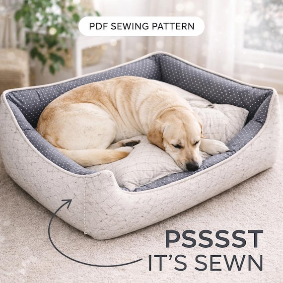 Hundebett Nähanleitung Schnittmuster deutsch kleine große Hunde & Katze Reißverschluss waschbar Hundesofa nähen PDF E-Book Anleitung ebook