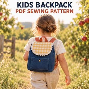 Kids Backpack Sewing Pattern PDF | Toddler Preschool Rucksack | Beginner Photo Tutorial | A4 & US Letter | Kindergarten School Bag Girl Boy