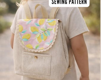 Kids Backpack Sewing Pattern PDF | PDF Kindergarten Preschool Bag | Toodler Rucksack Tutorial | Beginner Sewing Pattern | Printable Cord
