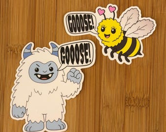 Goose Yeti and Honeybee Sticker Set
