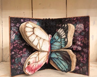 Butterfly Artwork / Original Artwork / Vintage Book Art / Book Sculpture