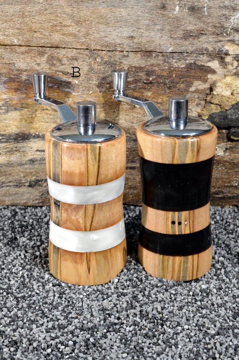 Juego de molinillo de sal y pimienta de mesa: Molinillo de hierbas de cerámica Ambrosia Maple B
