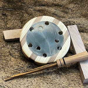 Elm & Walnut Turkey Pot Call With Turkey Feather Cast into the Bottom