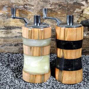 Juego de molinillo de sal y pimienta de mesa: Molinillo de hierbas de cerámica Ambrosia Maple C