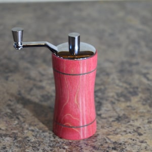Red Stabilized Poplar Table Top Pepper Mill / Salt Mill - Salt, Pepper, or Herb Grinder - Ceramic Kitchen Tool