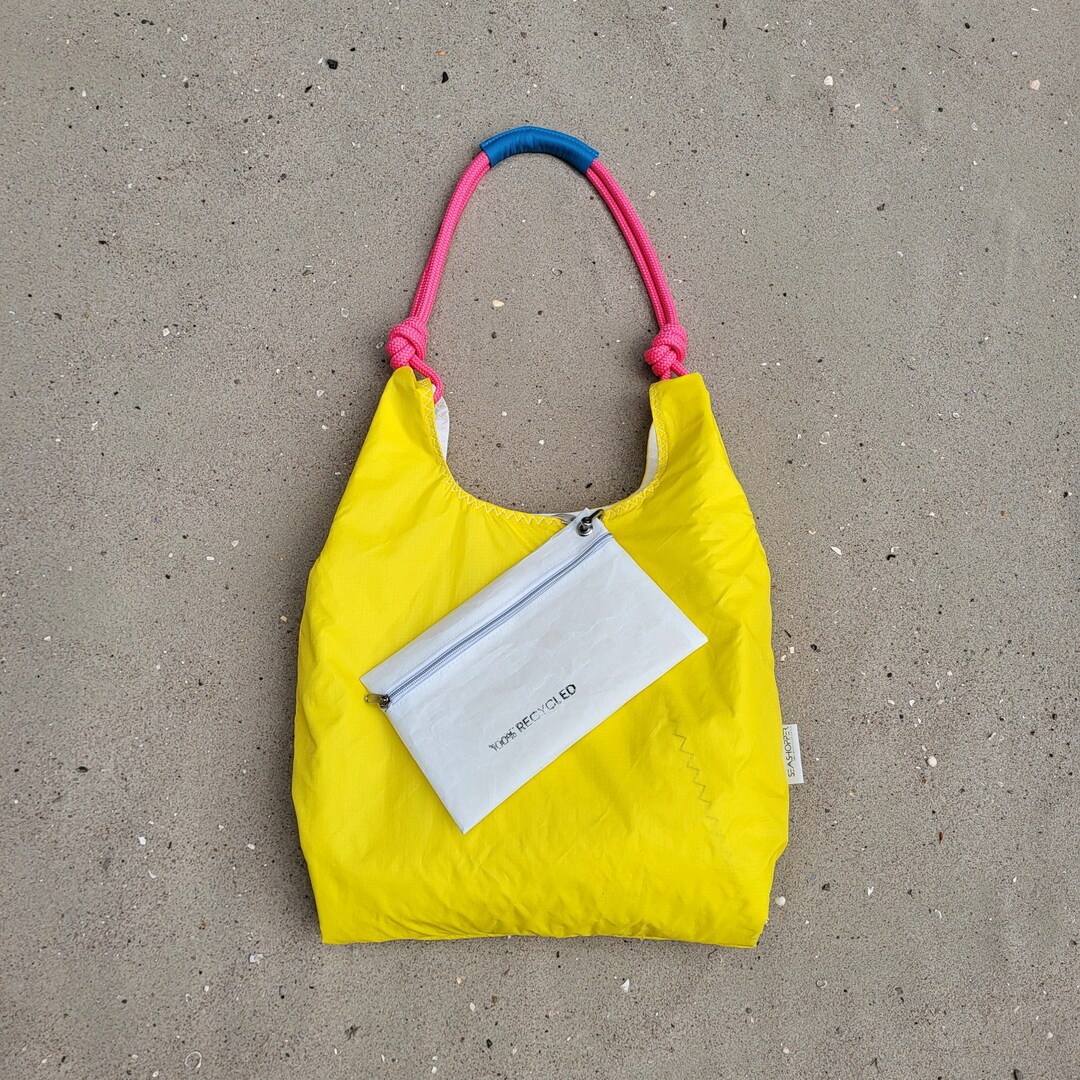 Yellow Lemon Sail Bag 100 RECYCLED SAILS, Upcycled Shoulder