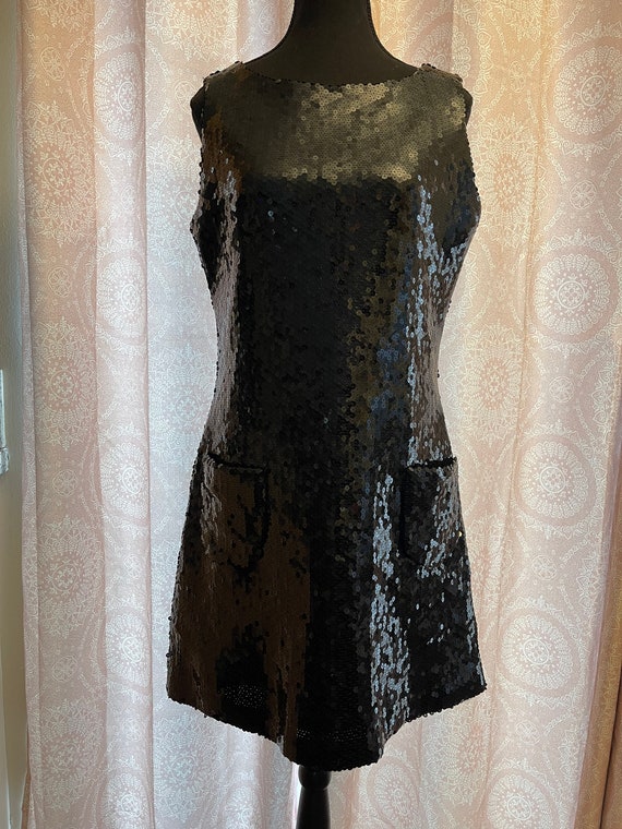 Vintage Jeanette Kastenberg Black Sequin Dress