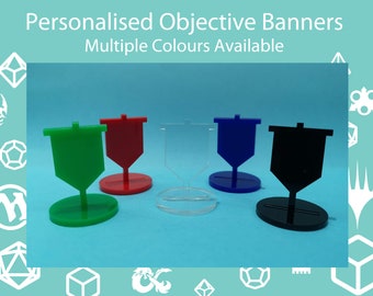 Personalised Objective Banners - Ideal for WH40K, LOTR and other TTRPG. Multiple Colours Available