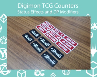 Mix and Match - Digimon TCG - Status Effects and DP Modifier Tokens. Ability Counters. 2 Colour Acrylic tokens