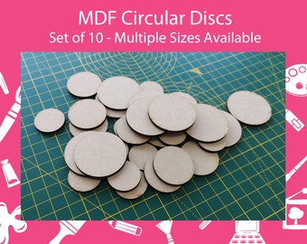 10 Pack MDF Circular Discs/Craft Blanks. 10mm-200mm dia, 3mm Thick - Laser Cut - Ideal for Crafting, Resin Work, Modelling, Miniatures