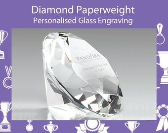 Diamond Paperweight with Custom Laser Engraving. Ideal for Anniversaries, Achievements and Presentations