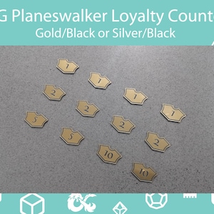 Set of 12 - Planeswalker Loyalty Counters - MtG Loyalty Markers, MtG Keyword Counters. Gold or Silver