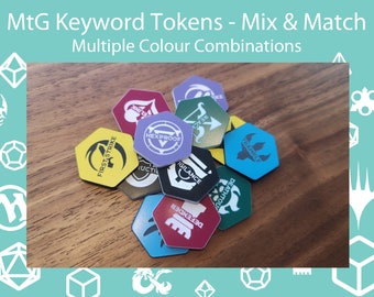 Mix and Match - MtG Ability Markers, MtG Keyword Counters. 25mm Hexagon Markers, Multiple Colour Combinations