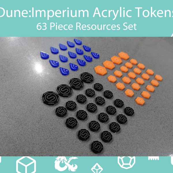 Dune Imperium Compatible Resource Token Set. Laser Engraved and Cut Token Set (63 Pieces)