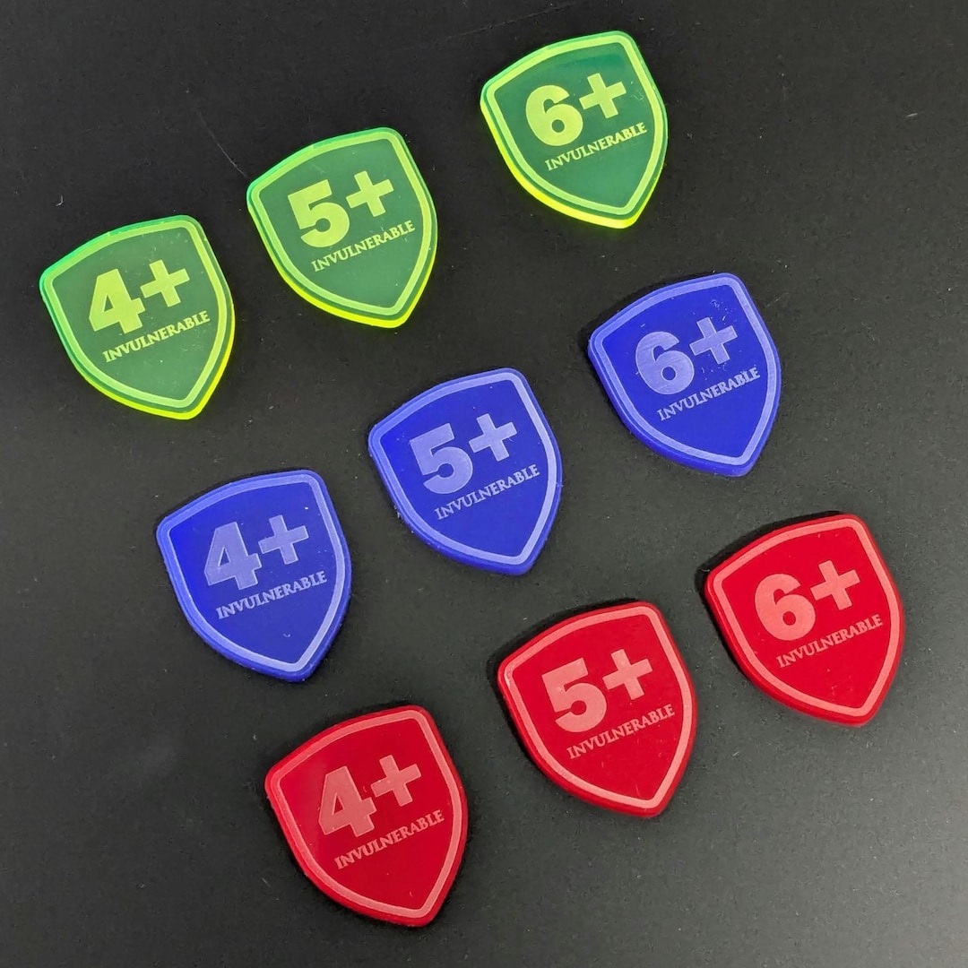 Invulnerable Items Invulnerable Save Tokens - for Use With WH40K - Choice of Colours - 3mm ...