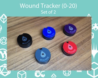 Wound Counter Dials (0-20): Magnetic Health Trackers for WH40K, MTG, D&D - Set of 2