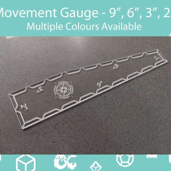 9", 6", 3", 2", 1" Measurement Movement Gauge - Table Top Gaming Accessory