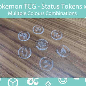 Conjunto de tokens acrílicos de status/efeito compatível com Pokémon TCG (x7)