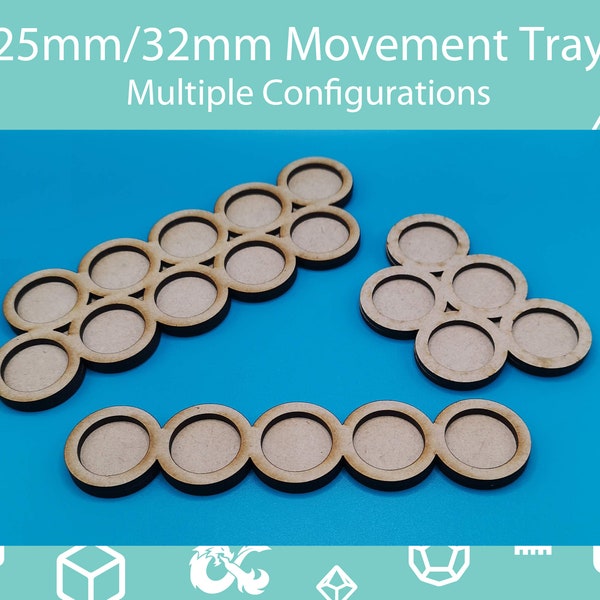 Movement Trays - 25mm and 32mm diameter. MDF Movement Tray - Multiple configurations